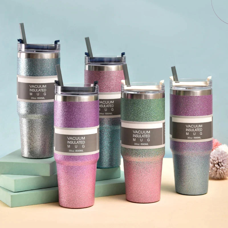 Afralia™ Coffee Cup Thermos with Straw - Hot Drink Heat Preservation Mug