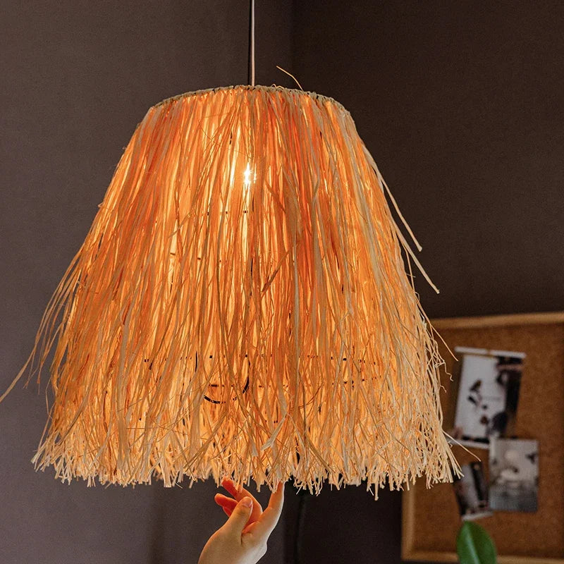 Afralia™ Nordic Raffia Chandelier: Vintage Wabi Sabi LED Pendant Light Fixture