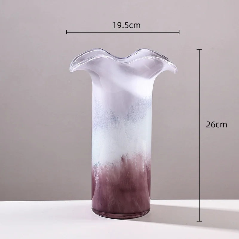 Afralia™ Purple Wave Edge Vase: Gradient Flower Arrangement Home Decor