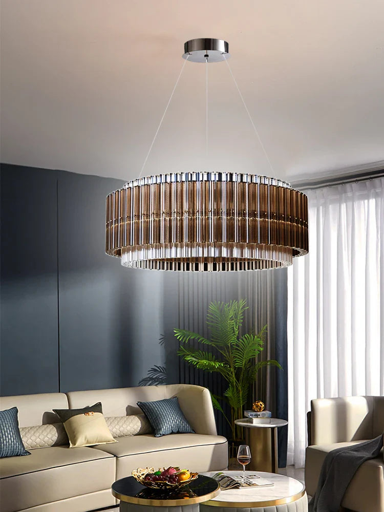 Afralia™ Crystal Chandelier: Elegant Dimmable LED Light Fixture for Living Room & Dining Décor