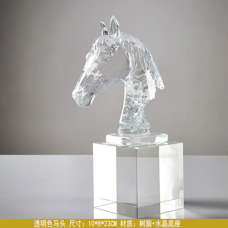 Afralia™ Horse Head Crystal Statue - Decorative Room Sculpture