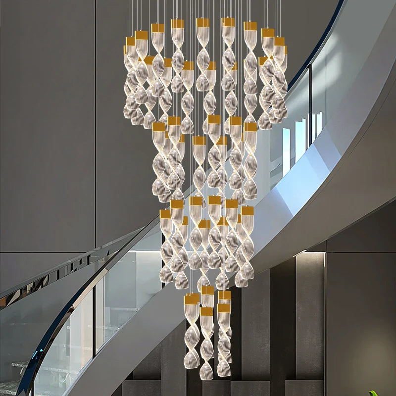 Afralia™ Modern LED Double Staircase Chandelier - Designer Nordic Loft High-Rise Lighting