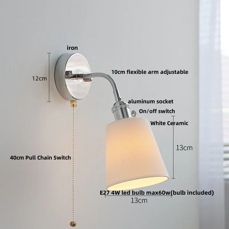 Afralia™ Modern Colorful Glass Wall Sconce with Pull Chain and Flexible Arm