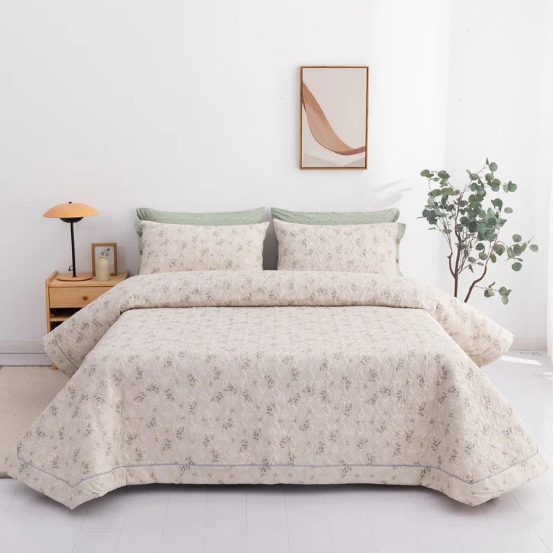 Afralia™ Cotton Quilted Bedspread Bed Cover Set for Queen King Double Bed