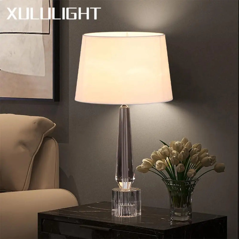 Afralia™ Crystal Table Lamp LED Light Fixture with Remote Control