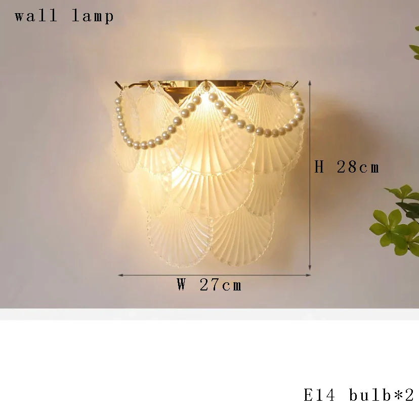 Afralia™ Shell Glass Gold Lustre LED Chandelier - Luxury Hanging Lamp