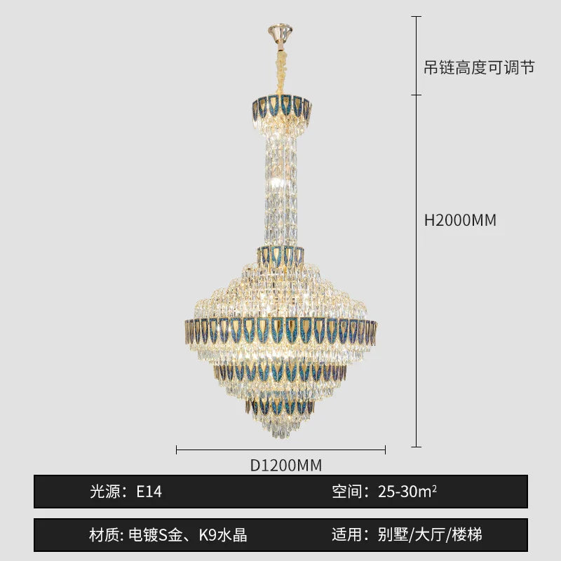Afralia™ Crystal Chandelier for High-End Designer Duplex Living Room