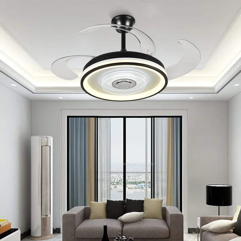 Afralia™ Crystal Chandelier LED Ceiling Fan with Remote Control Switch