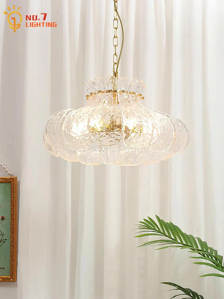 Afralia™ Copper Crystal Glass Pendant Lights LED E27 for Home Decor