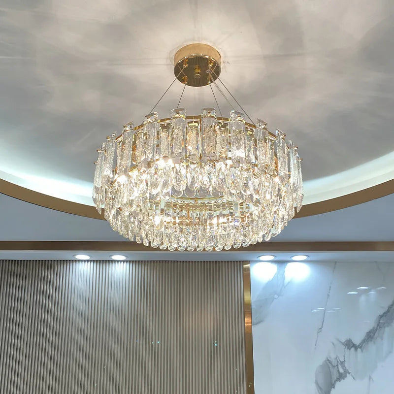 Afralia™ Crystal Pendant Chandelier Modern Luxury Dimmable Island Light Minimalist Home Decor