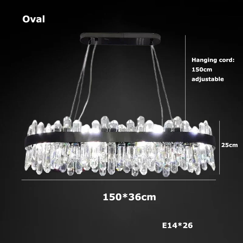 Afralia™ Modern Gold/Black Crystal Chandelier, Adjustable Dining Room Ceiling Fixture