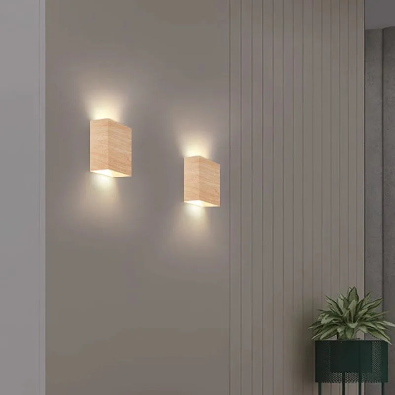 Afralia™ Walnut Wood LED Wall Lamp for Bedroom Living Room Study Staircase §