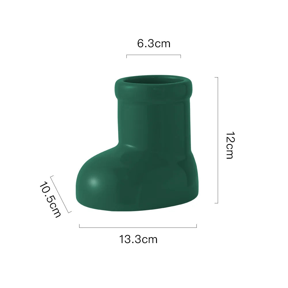 Afralia™ Ceramic Cartoon Boots Vase Pen Holder Home Decoration Pot