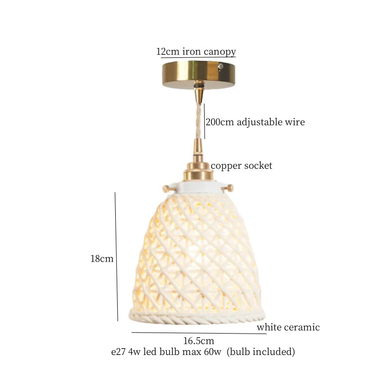 Afralia™ French Minimalism Ceramic LED Pendant Light for Home Decor