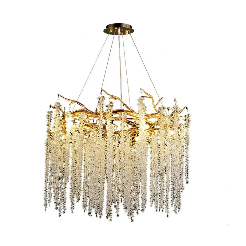 Afralia™ Tassel Crystal Chandelier: Luxury LED Ceiling Pendant for Living, Hotel Hall - Modern Elegance