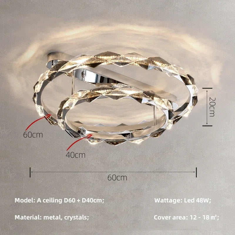 Afralia™ Crystal Chandelier Pendant Light - Dimmable Modern Luxury LED Chrome Luminaria