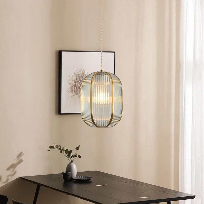 Afralia™ Brass Glass Restaurant Light Nordic Bedroom Chandelier