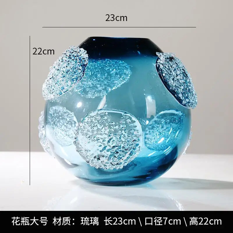 Blue Glass Vase with Medusa Embossed Design | Afralia™ Home Decor Vase