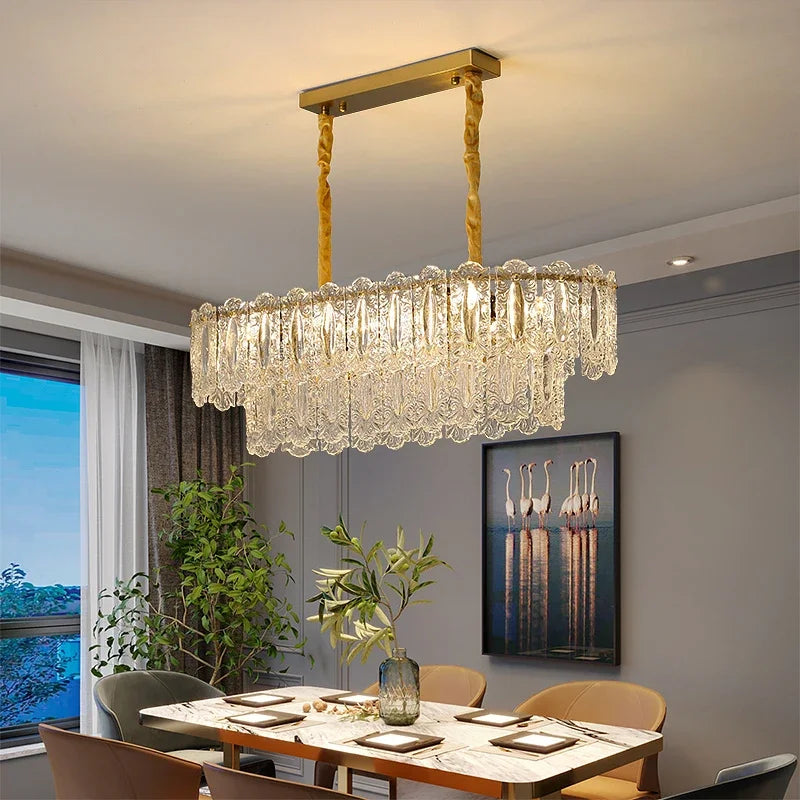 Afralia™ Romantic Glass Chandelier Luxury Ceiling Pendant Light Fixture