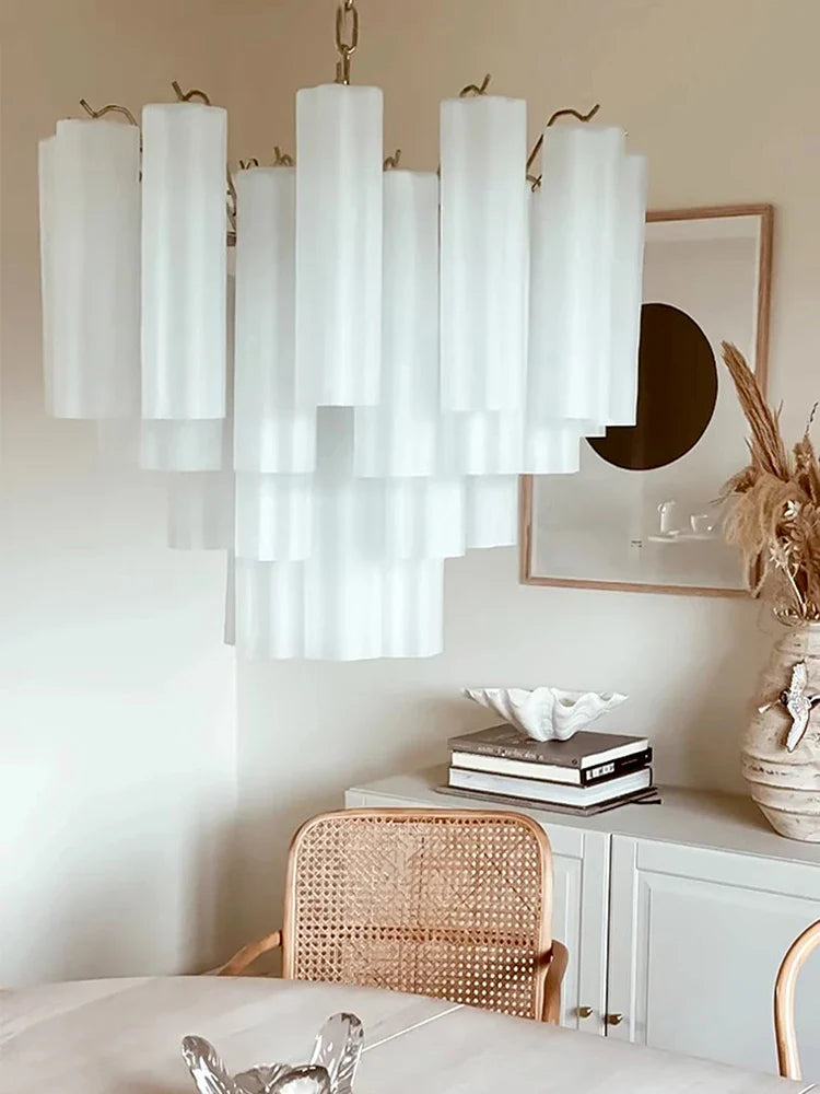 Afralia™ Frosted White Glass LED Chandelier for Ceiling Decor