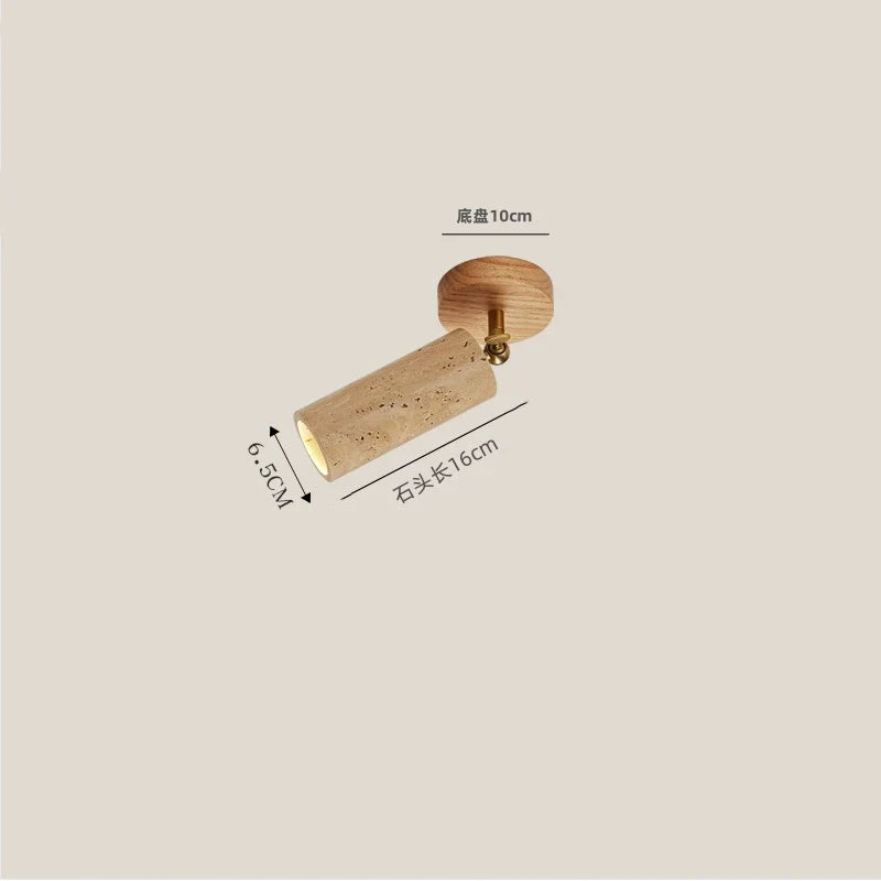Afralia™ Stone Ceiling Lamp Spot Light Adjustable Angle Wood Base
