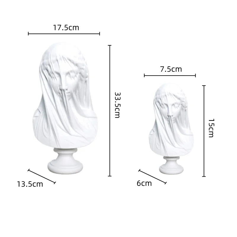 Afralia™ Veil Girl Caped Lady Abstract Bust Sculpture Figurine for Home Decor