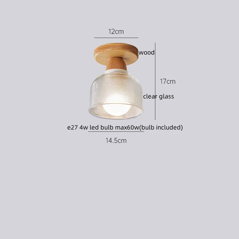 Afralia™ Wood Glass LED Ceiling Lamp Modern Kitchen Living Room Light Fixture