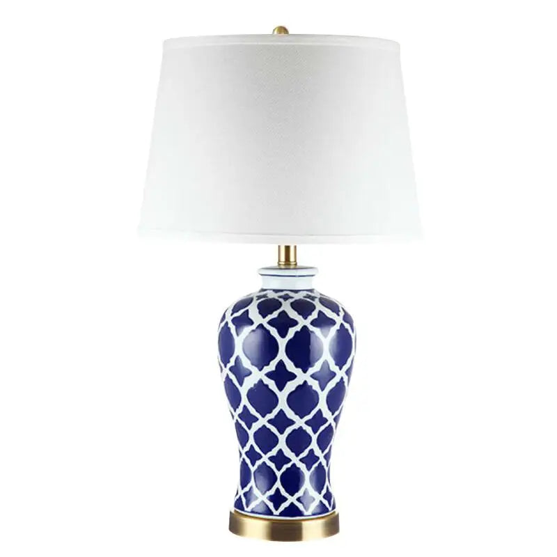 Afralia™ Blue Ceramic Bedside Table Lamp