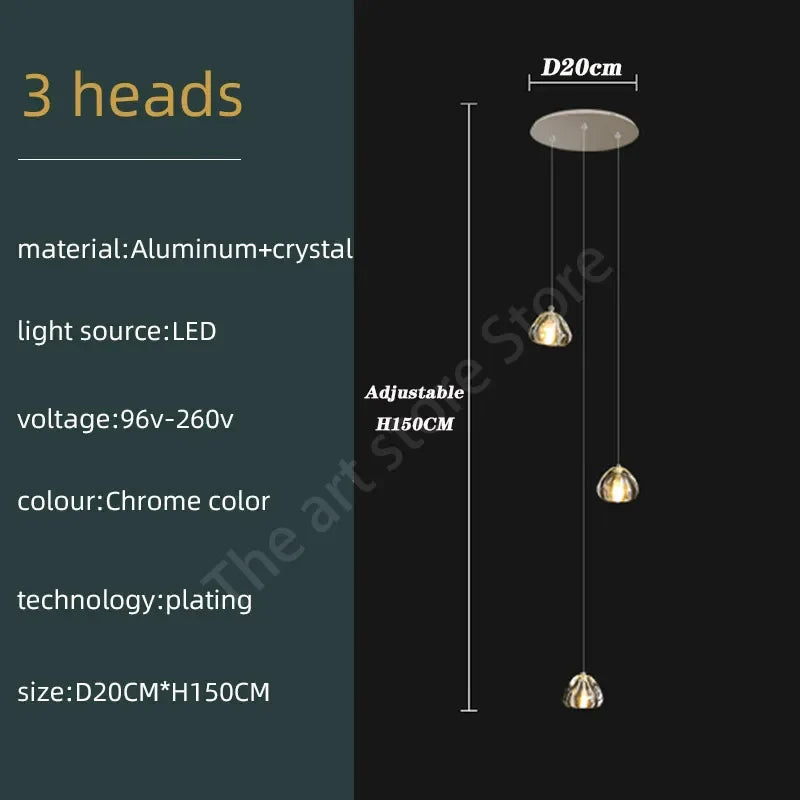 Afralia™ Crystal LED Ceiling Chandelier: Modern Spiral Kitchen Staircase Home Decoration Light