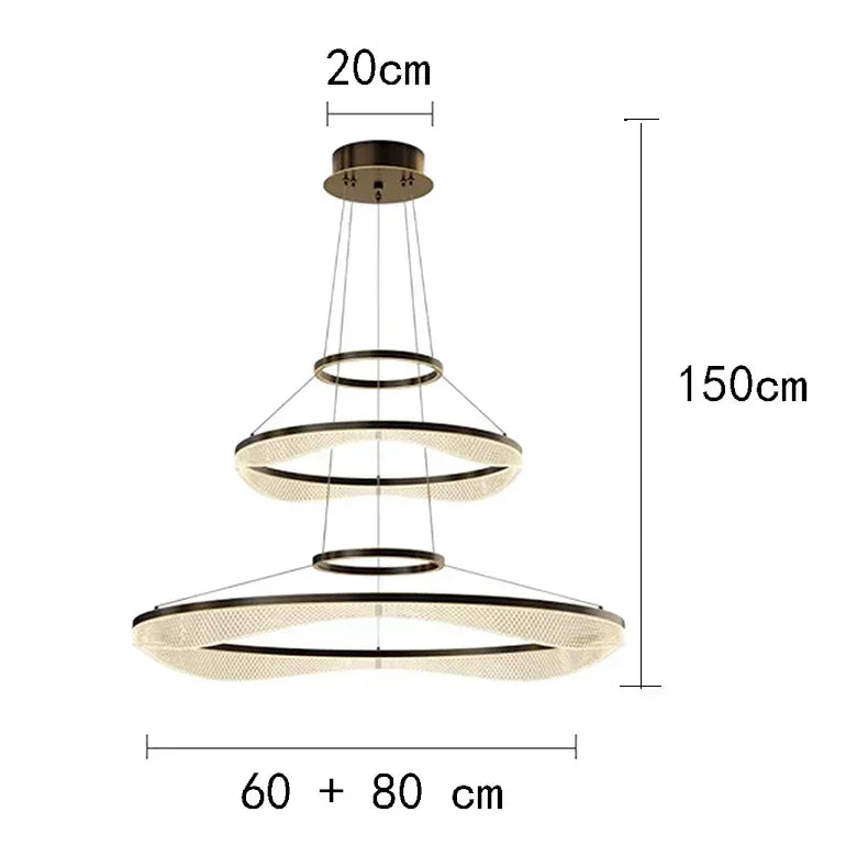 Afralia™ Modern LED Ring Stairs Pendant Chandeliers for Living & Dining Room Lighting