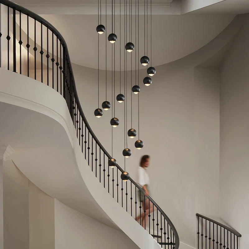 Afralia™ Modern Ball Villa LED Stair Chandelier for Home Decoration Lighting