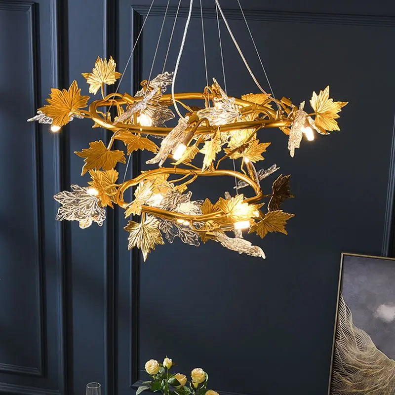 Afralia™ Modern Maple Leaf Ceiling Chandelier: 2023 New Design for Living Dining Room