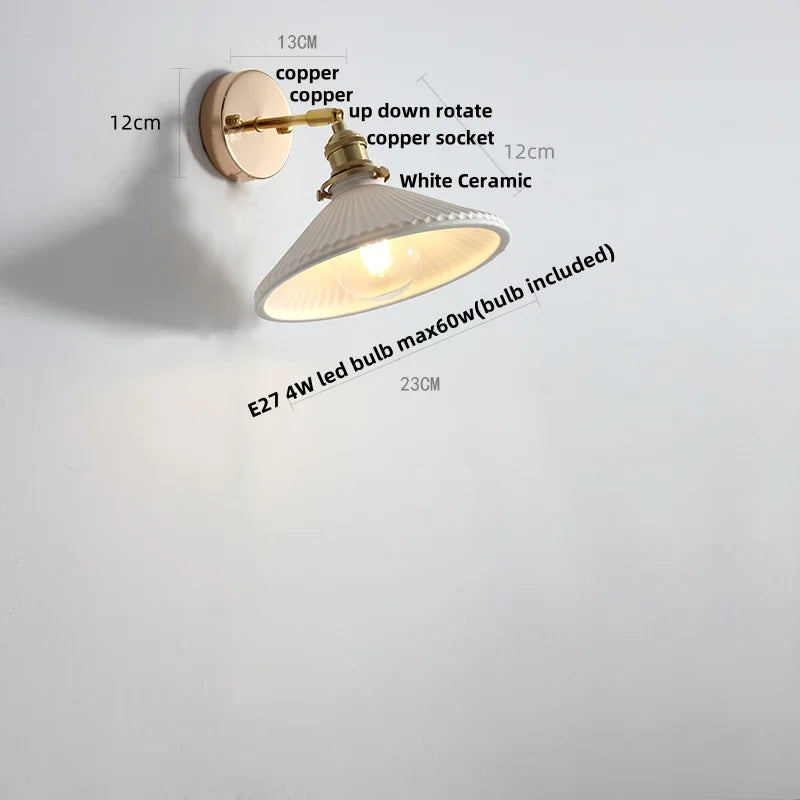 Afralia™ Ceramic Canopy LED Wall Sconce Modern Bedroom Light Fixture
