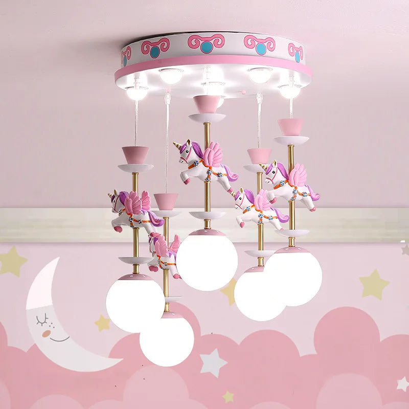 Afralia™ Modern Kids' Room LED Chandelier - Minimalist Carousel Design for Boys and Girls