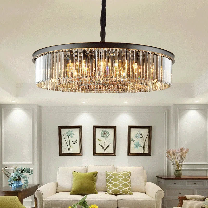 Afralia™ Modern Luxury Crystal Pendant Lights Gold Black Glass Chandelier Fixture