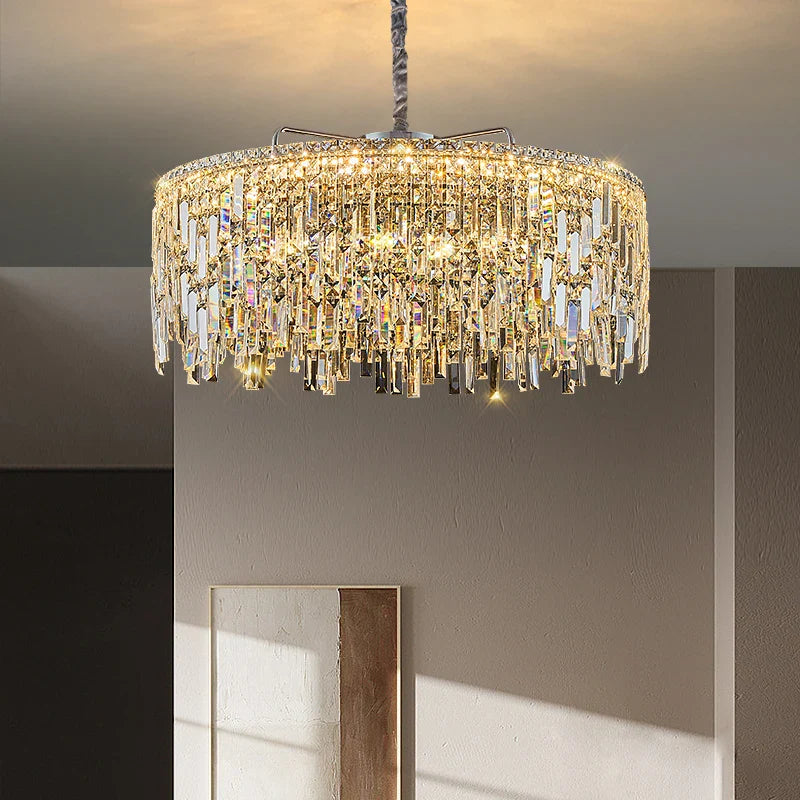 Afralia™ Gold Crystal LED Chandelier Modern Ring Pendant Ceiling Lamp