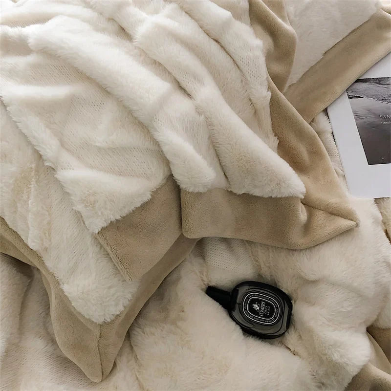 Afralia™ Plush Faux Rabbit Fur Velvet Bedding Set: Duvet Cover, Sheet, Pillowcases