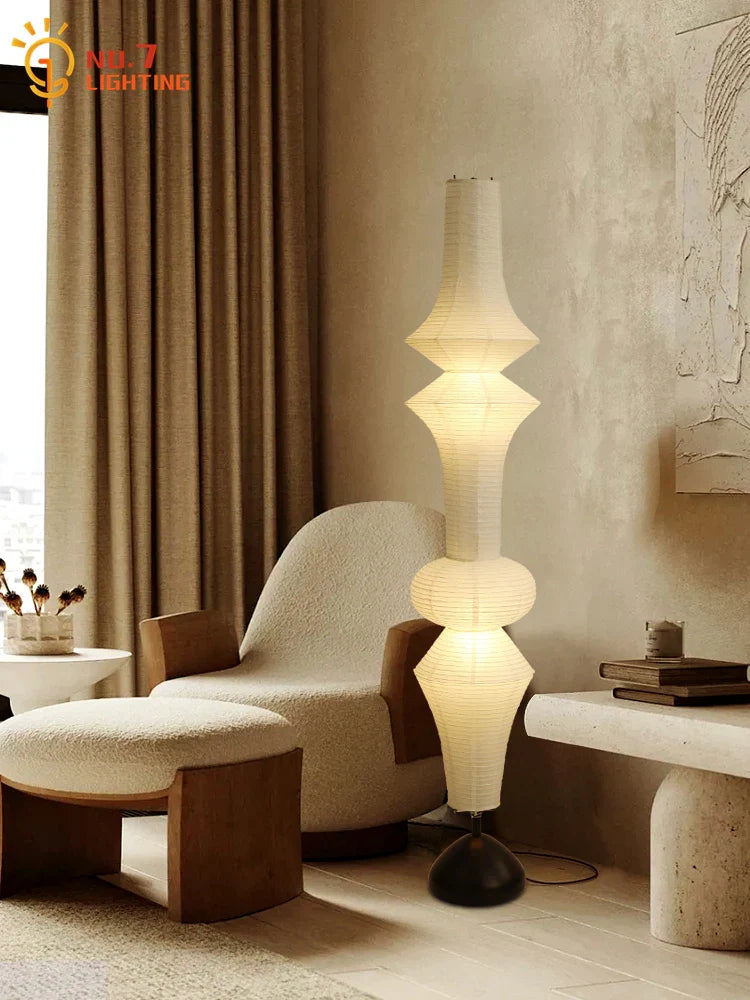 Afralia™ Wabi-sabi Rice Paper Floor Lamp LED E27 for Home Decor Living Room