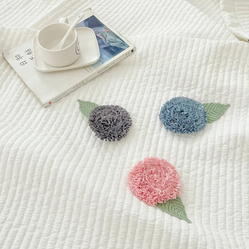 Afralia™ Princess Bubble Yarn Quilted Comforter Set - Elegant Handmade Flowers, Skin-friendly Blanket