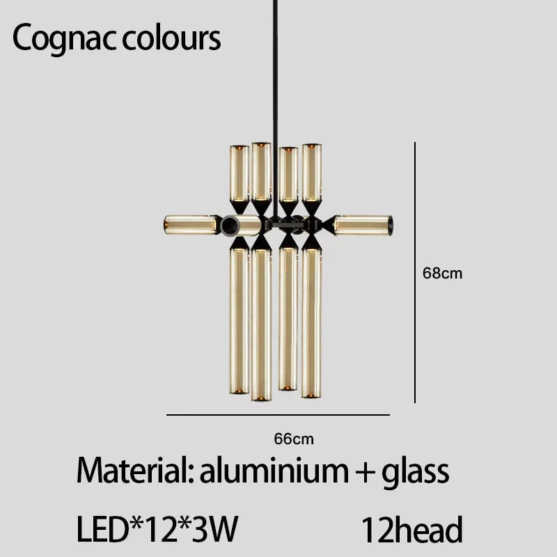 Afralia™ Glass Tube Chandelier: Modern LED Pendant Lamp for Living Room, Bedroom, Cafe, and Dining Room.