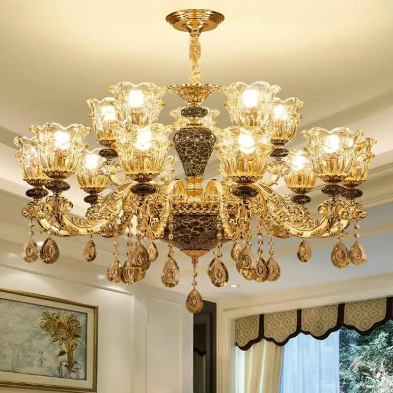 Afralia™ Luxury Crystals Chandelier | Elegant Ceramic Bedroom Lamp | Minimalist Villa Lighting