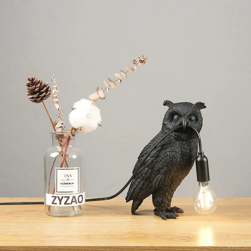 Afralia™ Owl Table Lamp: Living Room Decor Night Stand Light Owl Desk Lamp for Bedroom