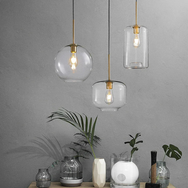 Afralia™ Industrial Loft Glass Pendant Light for Kitchen Restaurant Decor