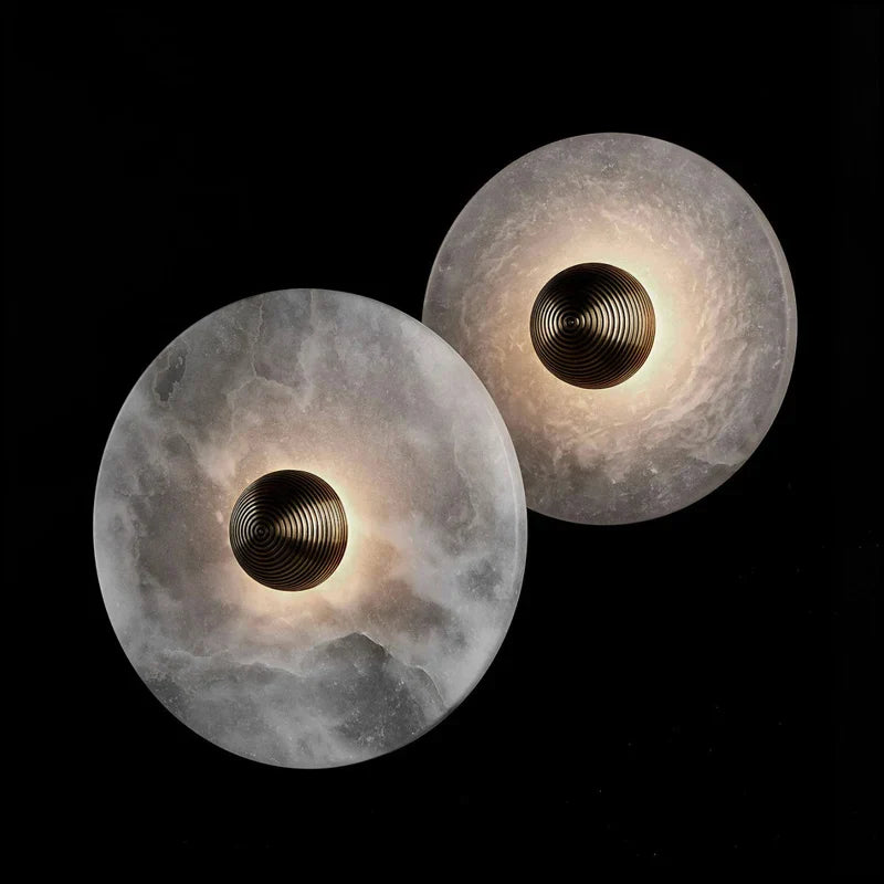 Afralia™ Minimalist Round Marble Wall Lamp for Living Room & Bedroom