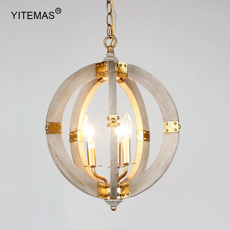 Afralia™ Vintage Wooden Chandelier for Home Décor and Lighting