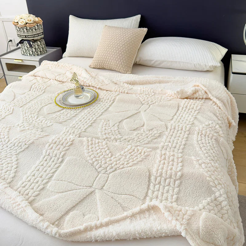 Afralia™ Jacquard Coral Velvet Sofa Cover Blanket | Soft & Warm for Spring/Autumn