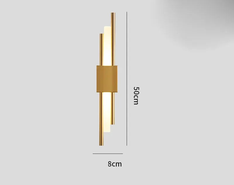 Afralia™ Gold Tube Wall Sconce Iron Acrylic Modern Bedroom Living Room Lamps