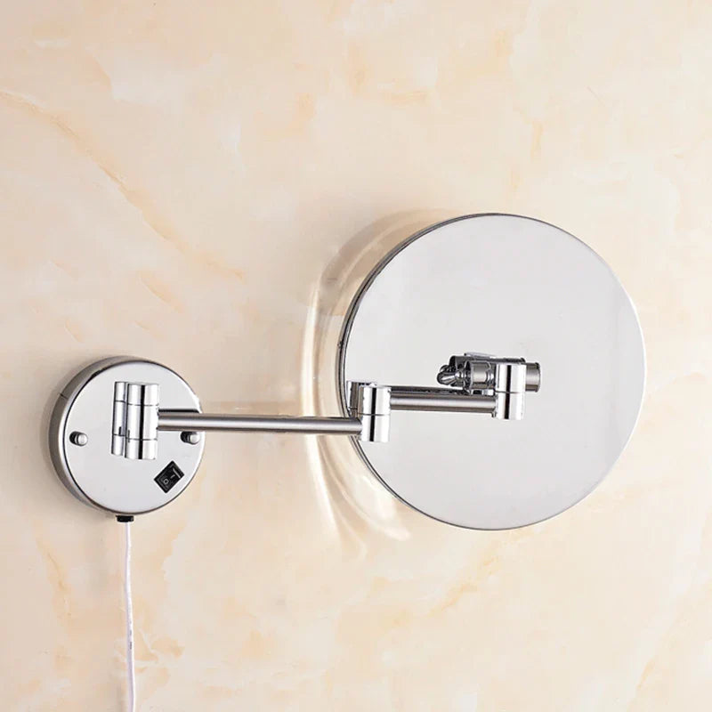 Afralia™ LED Makeup Mirror 8" Round Wall Mounted Magnifying Bathroom Mirror