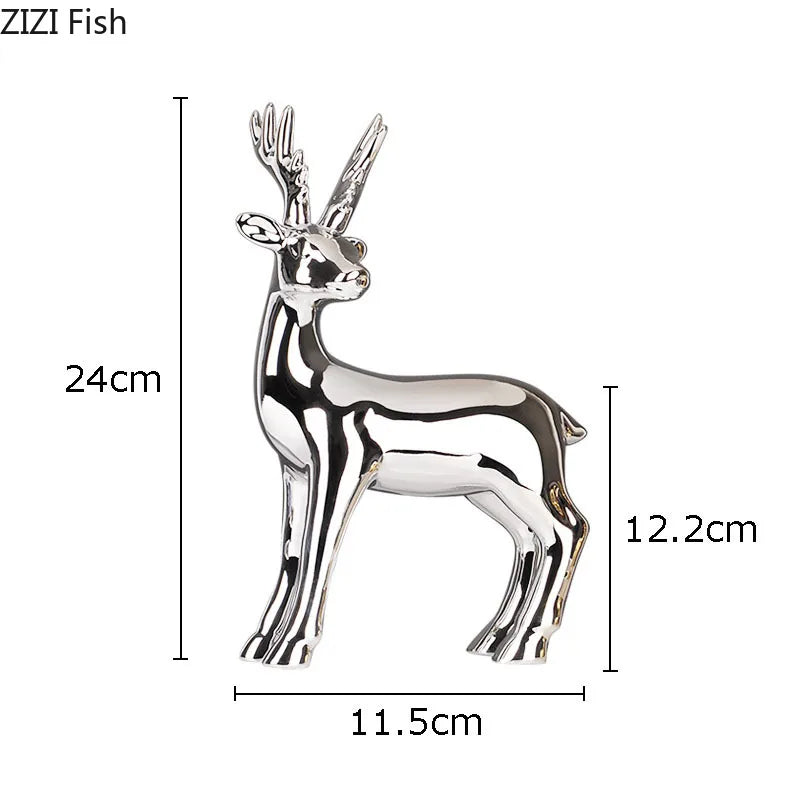 Afralia™ Minimalist Deer Sculpture Porcelain Ornament Home Decor