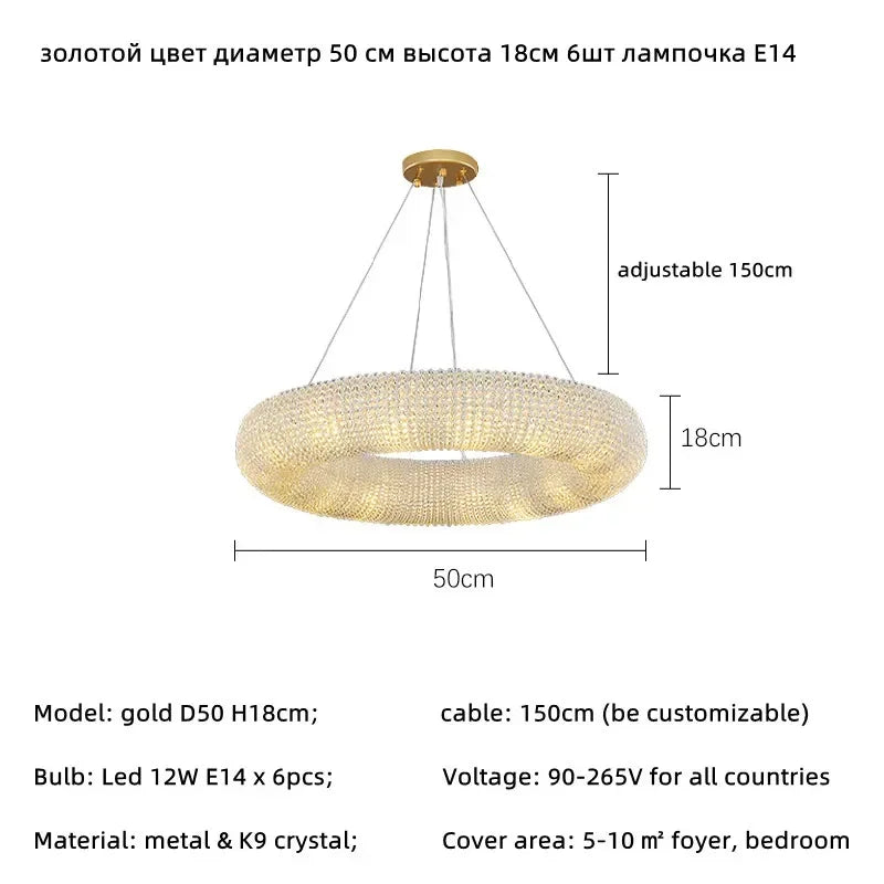 Afralia™ Crystal Luxury Loft Pendant Light with LED E14 Bulb for Living Room
